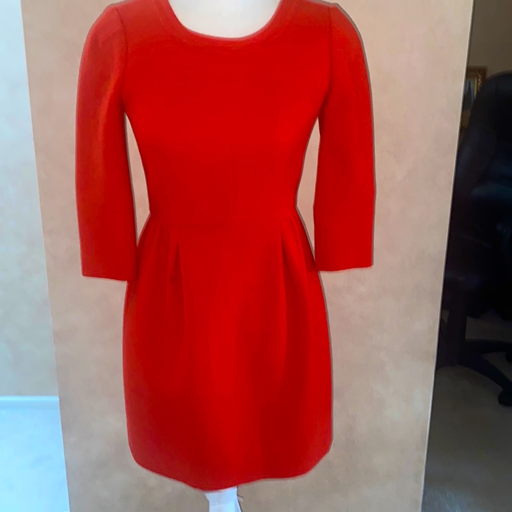 J. Crew Teddy dress in beautiful pappy red. 100 % wool with lining - Picture 1 of 10